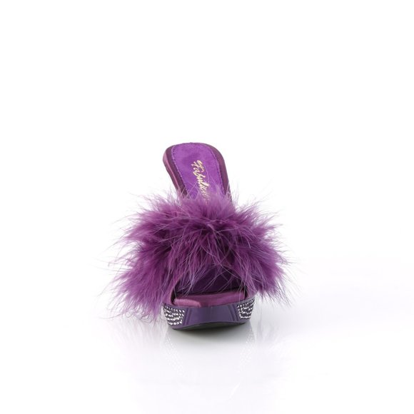 Fabulicious Elegant 401F Marabou Heels Purple - Picture 5 of 5